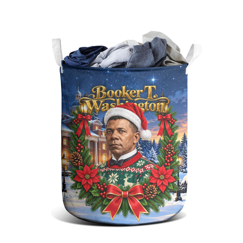 Booker T. Washington Christmas Laundry Basket Ugly Christmas Pattern Starry Winter Night