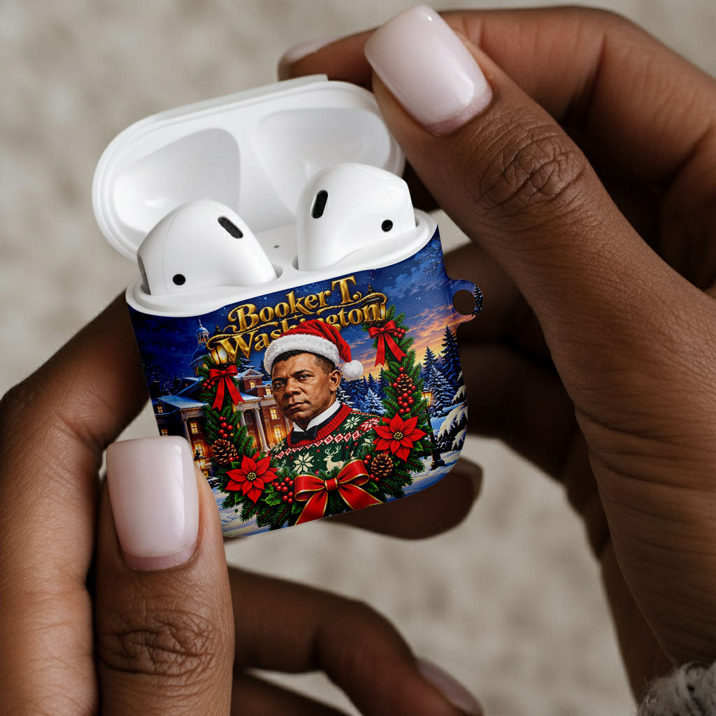 Booker T. Washington Christmas AirPods Case Ugly Christmas Pattern Starry Winter Night