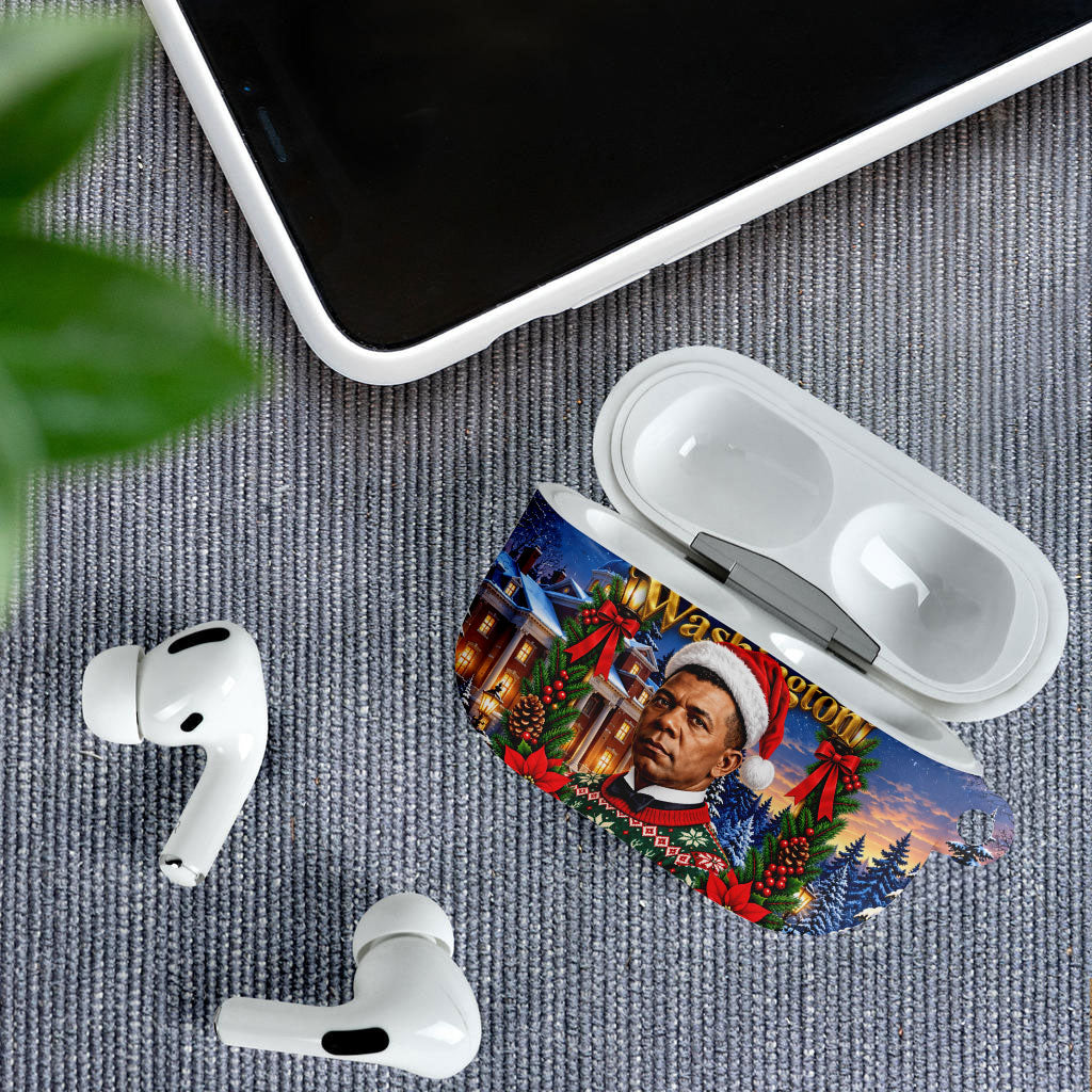 Booker T. Washington Christmas AirPods Case Ugly Christmas Pattern Starry Winter Night