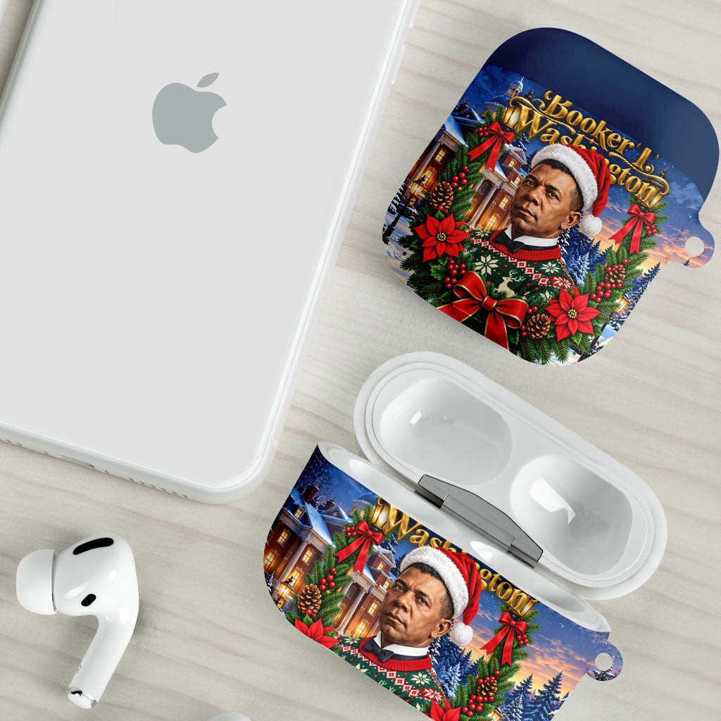 Booker T. Washington Christmas AirPods Case Ugly Christmas Pattern Starry Winter Night