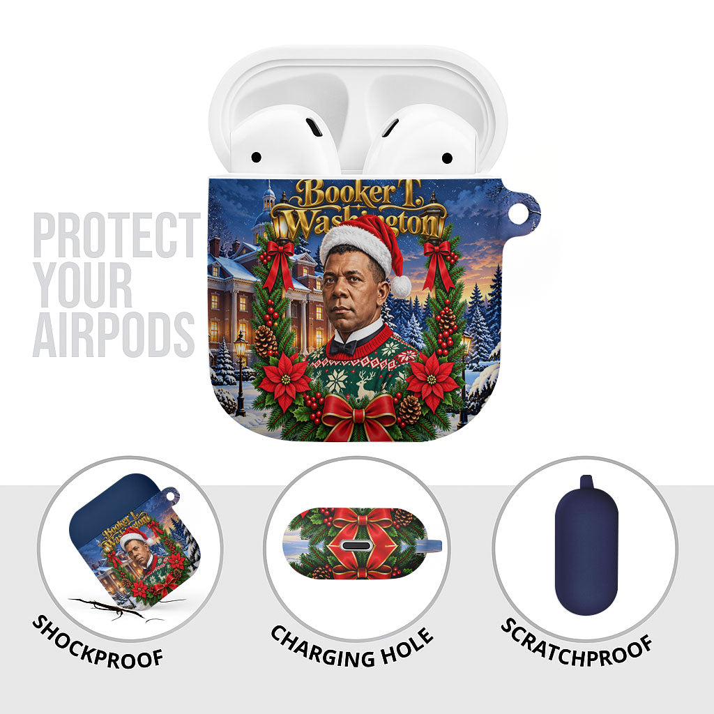 Booker T. Washington Christmas AirPods Case Ugly Christmas Pattern Starry Winter Night