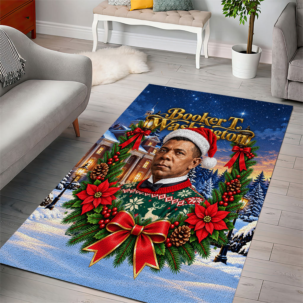 Booker T. Washington Christmas Area Rug Ugly Christmas Pattern Starry Winter Night