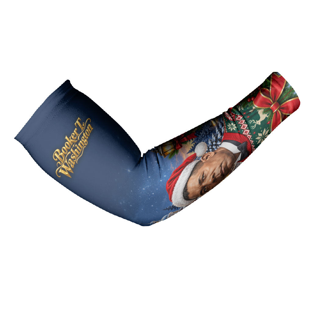 Booker T. Washington Christmas Arm Sleeves Ugly Christmas Pattern Starry Winter Night