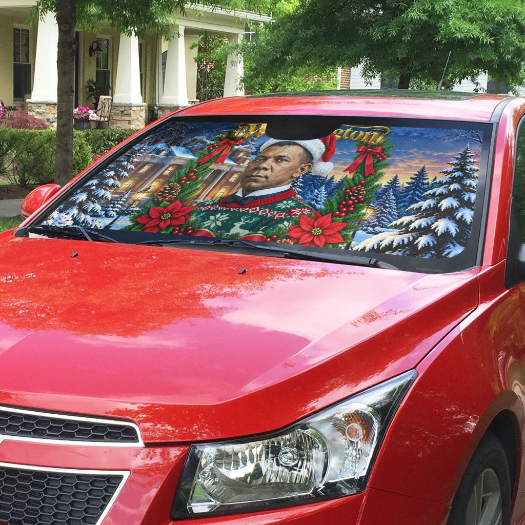 Booker T. Washington Christmas Auto Sun Shade Ugly Christmas Pattern Starry Winter Night