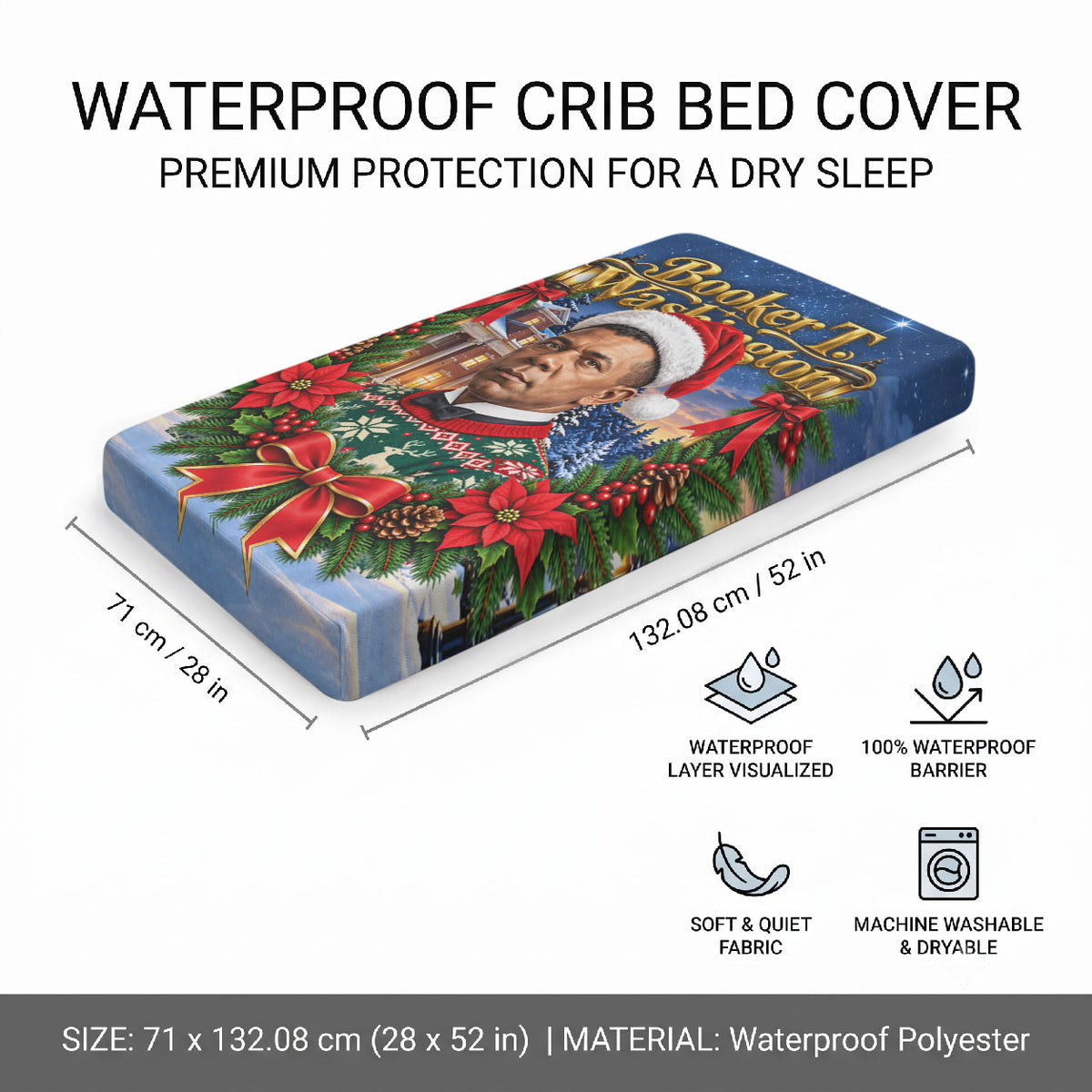 Booker T. Washington Christmas Baby Bed Cover Ugly Christmas Pattern Starry Winter Night