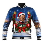 Booker T. Washington Christmas Baseball Jacket Ugly Christmas Pattern Starry Winter Night