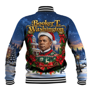 Booker T. Washington Christmas Baseball Jacket Ugly Christmas Pattern Starry Winter Night