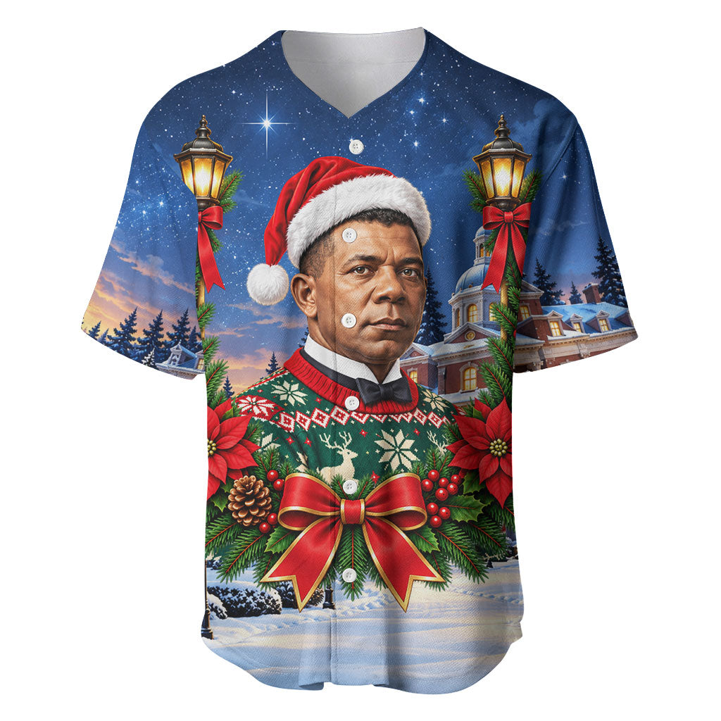 Booker T. Washington Christmas Baseball Jersey Ugly Christmas Pattern Starry Winter Night