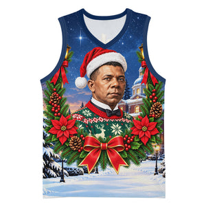 Booker T. Washington Christmas Basketball Jersey Ugly Christmas Pattern Starry Winter Night