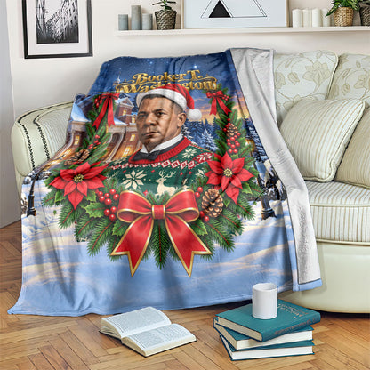 Booker T. Washington Christmas Blanket Ugly Christmas Pattern Starry Winter Night