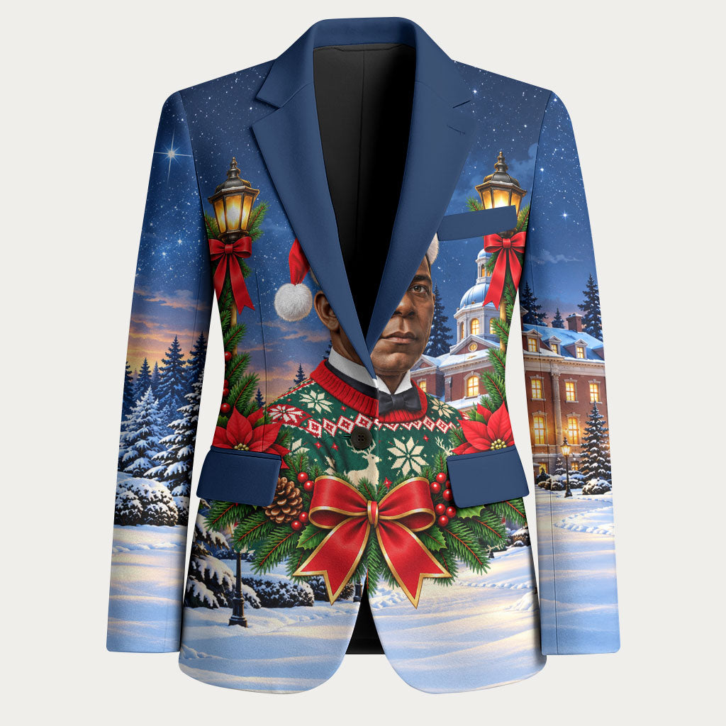 Booker T. Washington Christmas Blazer Ugly Christmas Pattern Starry Winter Night