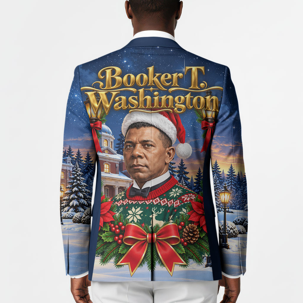 Booker T. Washington Christmas Blazer Ugly Christmas Pattern Starry Winter Night