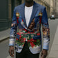 Booker T. Washington Christmas Blazer Ugly Christmas Pattern Starry Winter Night