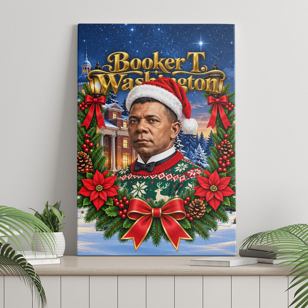 Booker T. Washington Christmas Canvas Wall Art Ugly Christmas Pattern Starry Winter Night