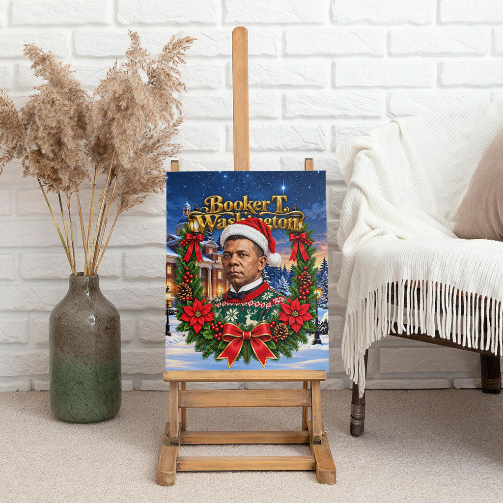 Booker T. Washington Christmas Canvas Wall Art Ugly Christmas Pattern Starry Winter Night