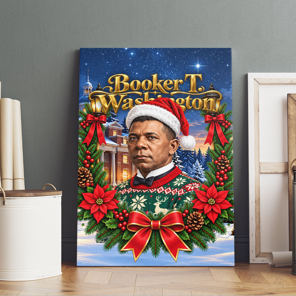 Booker T. Washington Christmas Canvas Wall Art Ugly Christmas Pattern Starry Winter Night