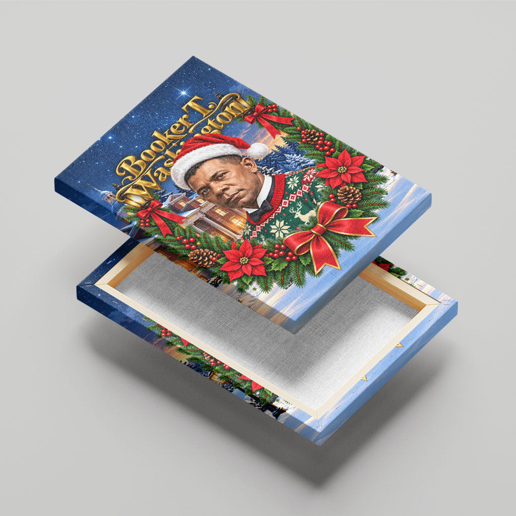 Booker T. Washington Christmas Canvas Wall Art Ugly Christmas Pattern Starry Winter Night