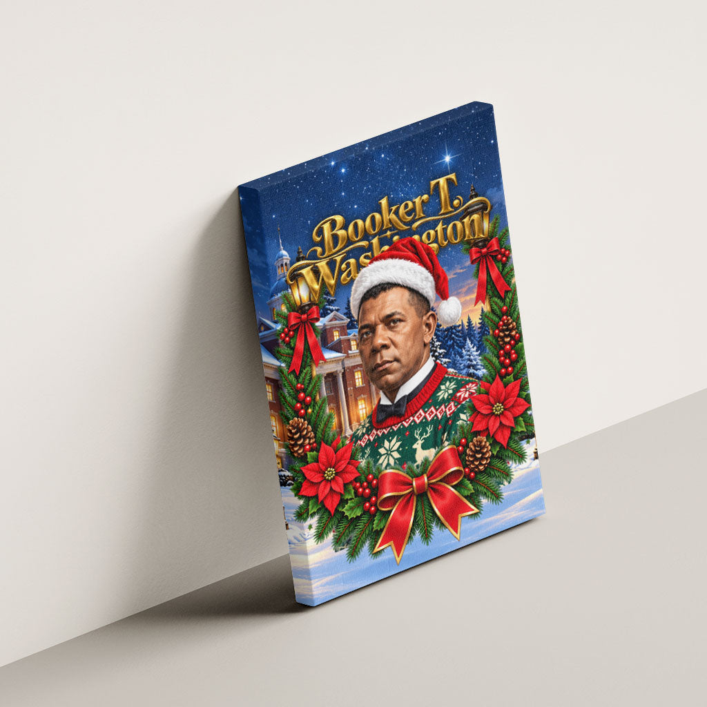 Booker T. Washington Christmas Canvas Wall Art Ugly Christmas Pattern Starry Winter Night