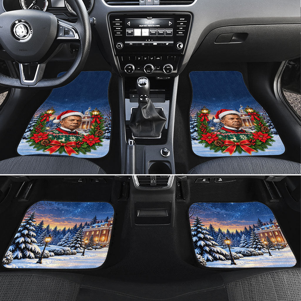 Booker T. Washington Christmas Car Mats Ugly Christmas Pattern Starry Winter Night