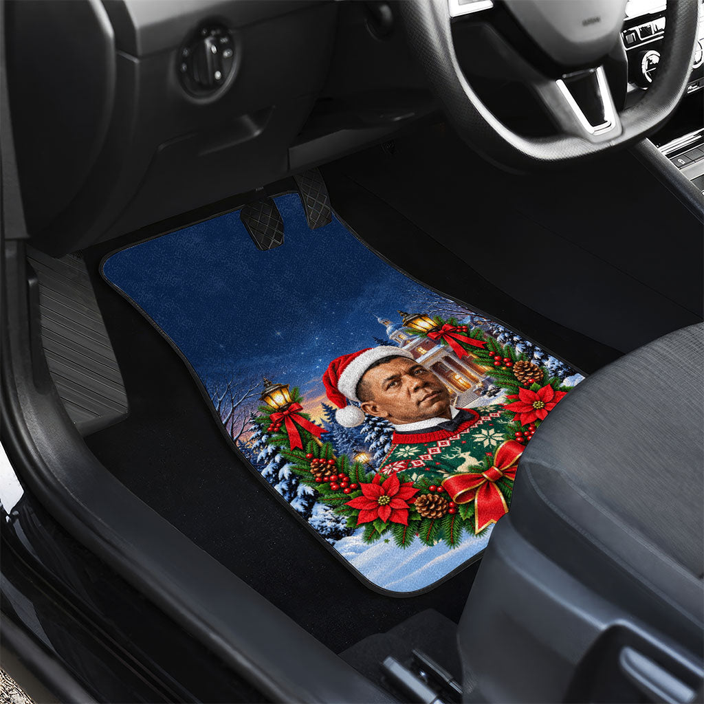 Booker T. Washington Christmas Car Mats Ugly Christmas Pattern Starry Winter Night