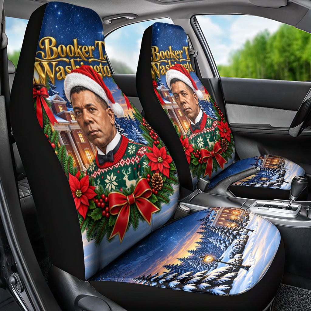 Booker T. Washington Christmas Car Seat Cover Ugly Christmas Pattern Starry Winter Night
