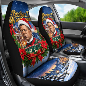 Booker T. Washington Christmas Car Seat Cover Ugly Christmas Pattern Starry Winter Night