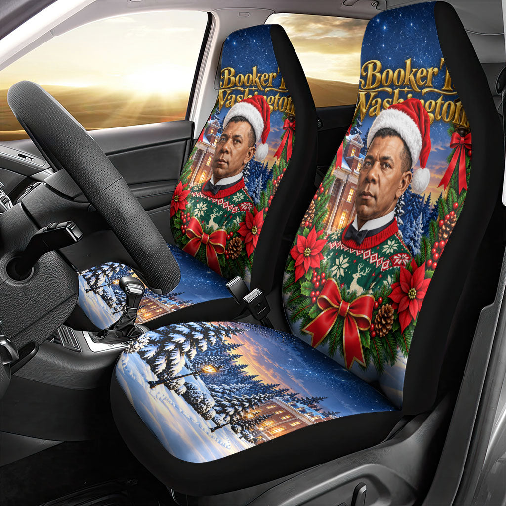Booker T. Washington Christmas Car Seat Cover Ugly Christmas Pattern Starry Winter Night