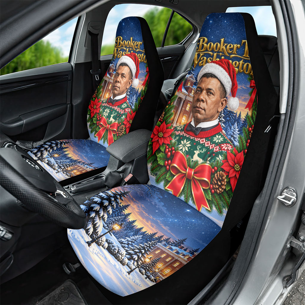 Booker T. Washington Christmas Car Seat Cover Ugly Christmas Pattern Starry Winter Night
