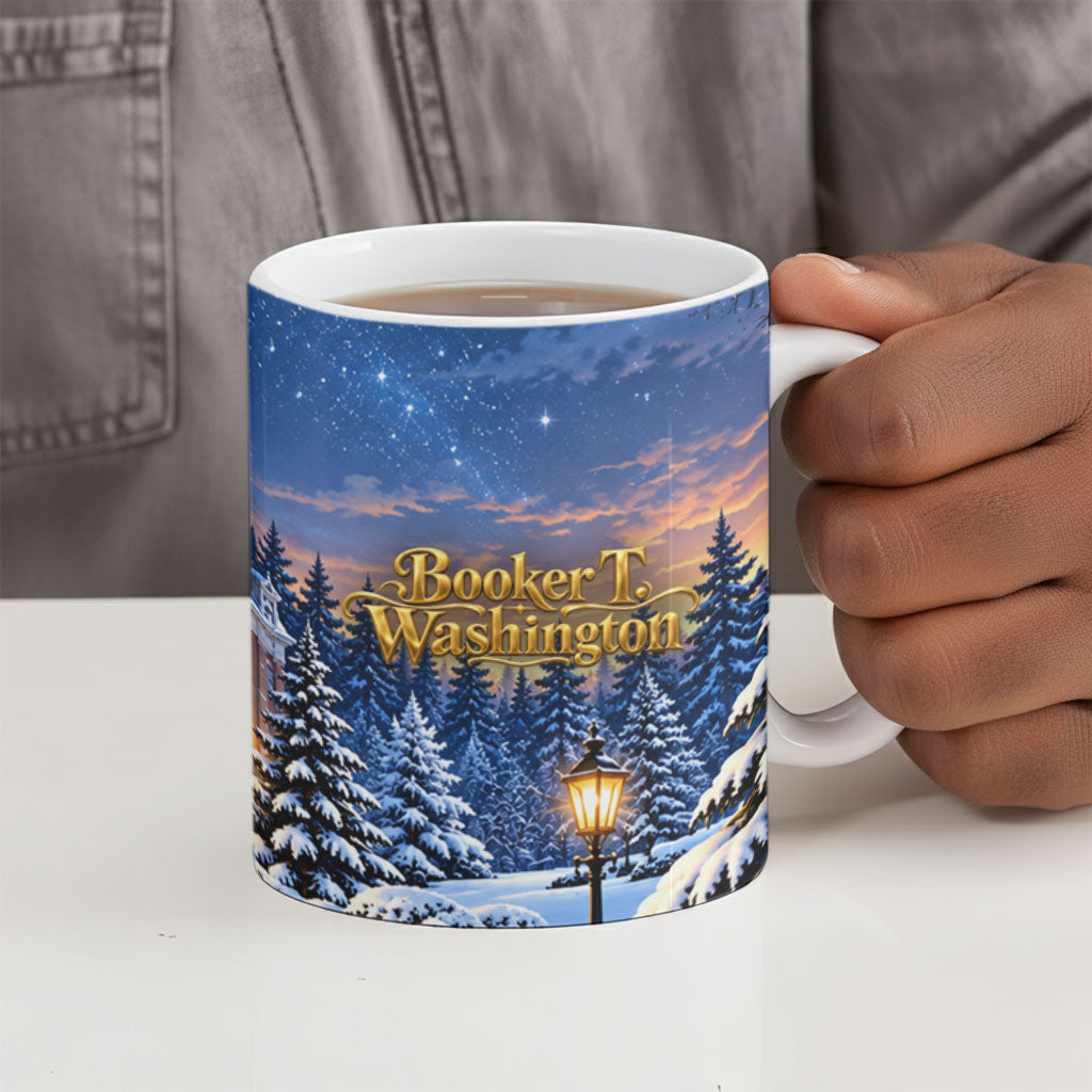 Booker T. Washington Christmas Ceramic Mug Ugly Christmas Pattern Starry Winter Night