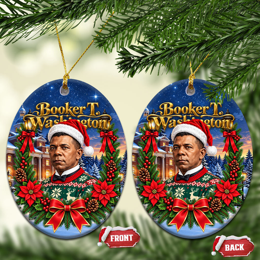 Booker T. Washington Christmas Ceramic Ornament Ugly Christmas Pattern Starry Winter Night
