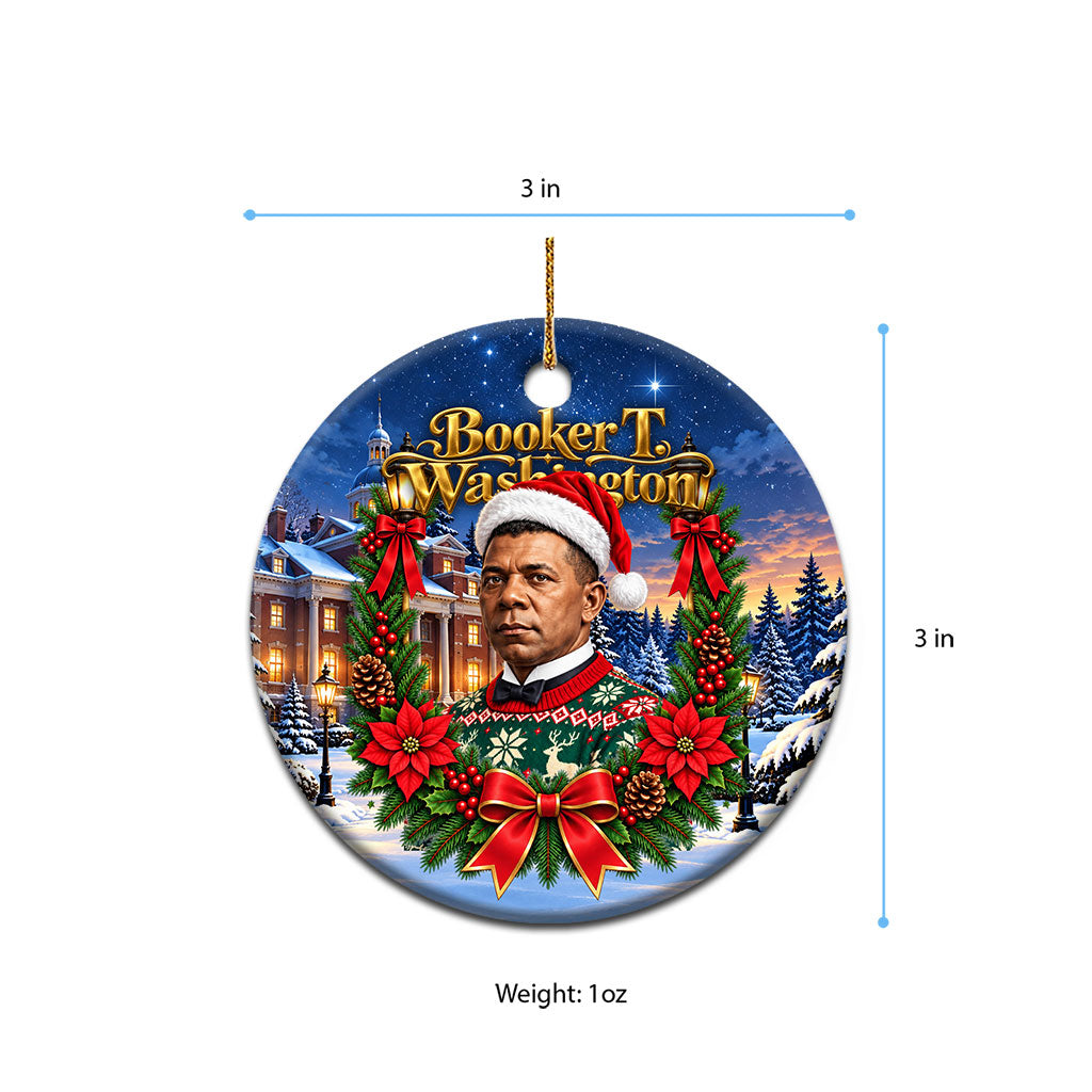 Booker T. Washington Christmas Ceramic Ornament Ugly Christmas Pattern Starry Winter Night