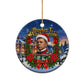 Booker T. Washington Christmas Ceramic Ornament Ugly Christmas Pattern Starry Winter Night