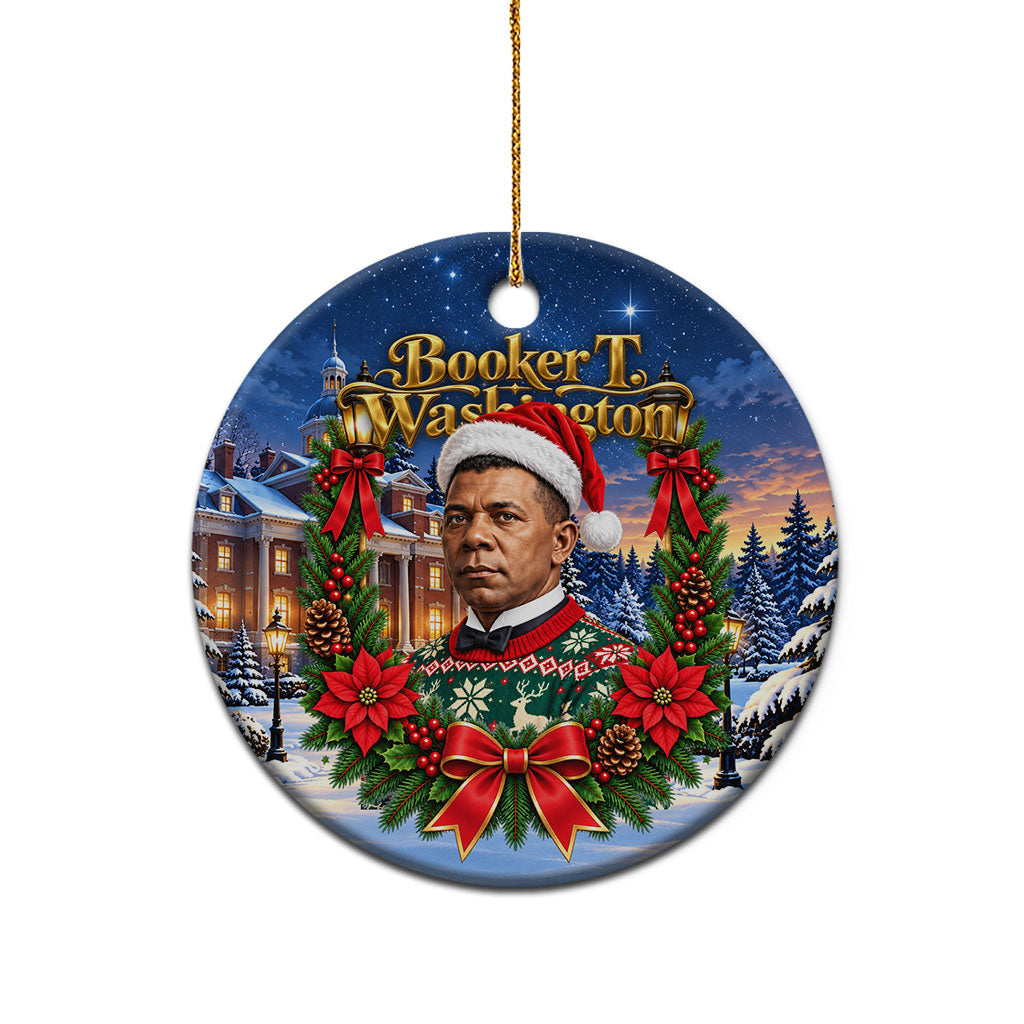 Booker T. Washington Christmas Ceramic Ornament Ugly Christmas Pattern Starry Winter Night