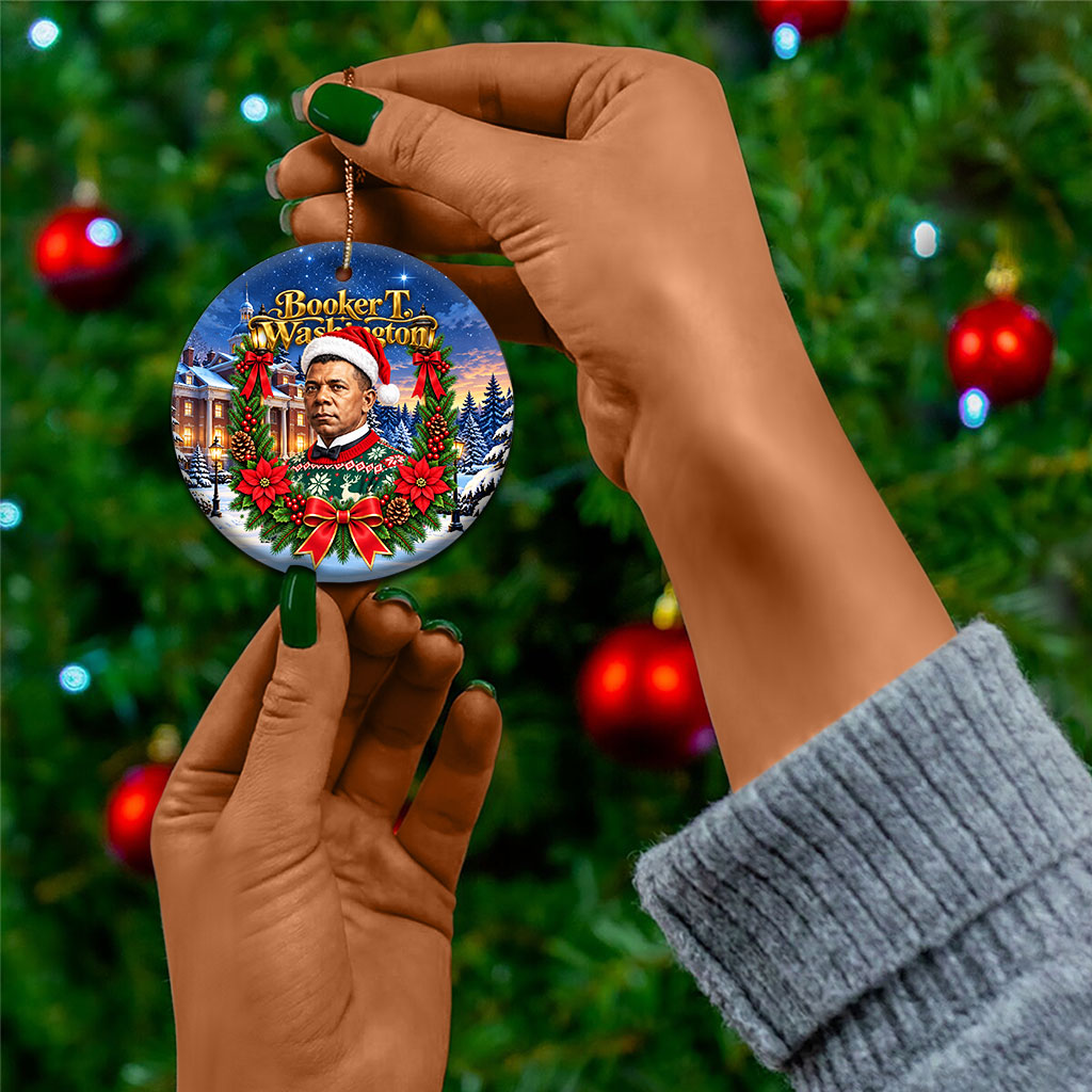 Booker T. Washington Christmas Ceramic Ornament Ugly Christmas Pattern Starry Winter Night
