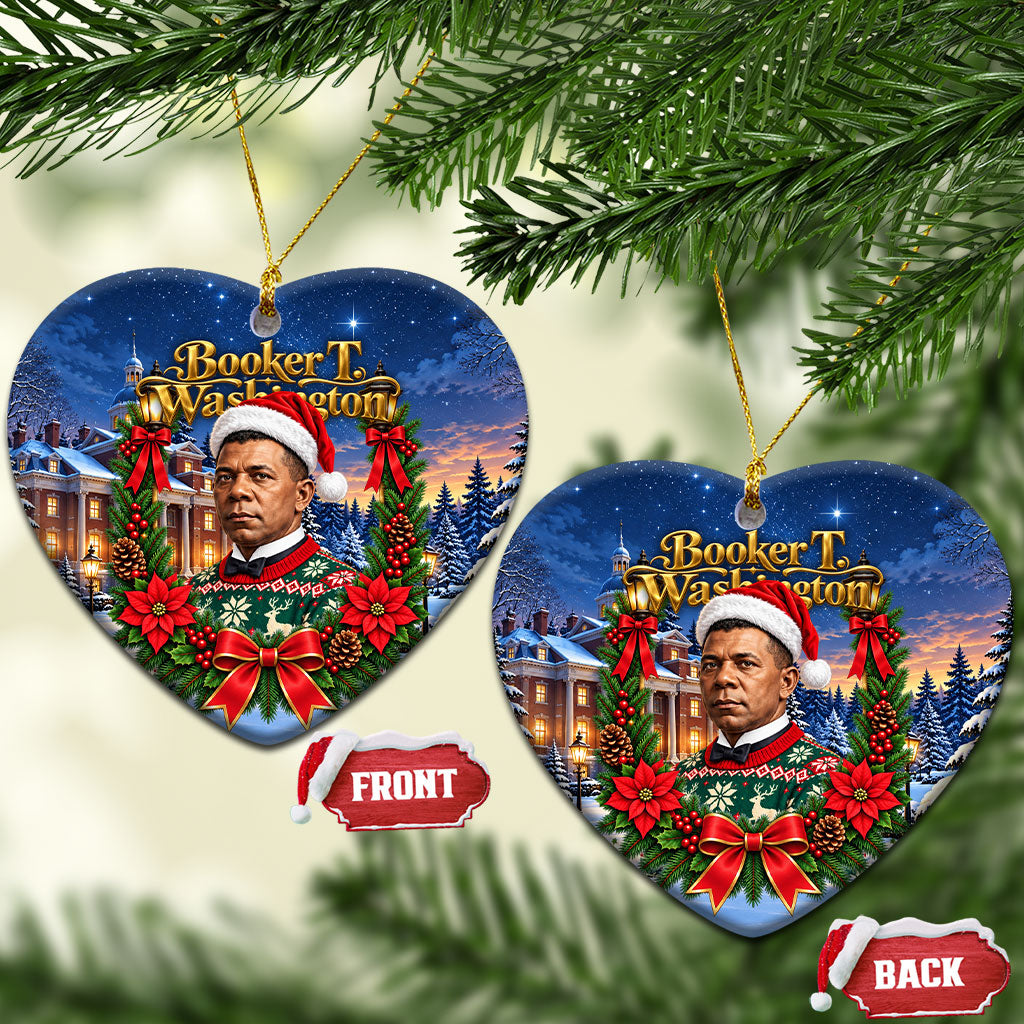 Booker T. Washington Christmas Ceramic Ornament Ugly Christmas Pattern Starry Winter Night