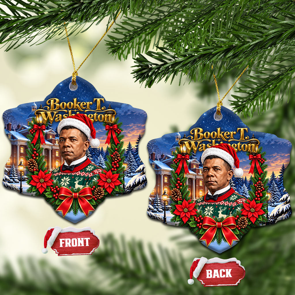 Booker T. Washington Christmas Ceramic Ornament Ugly Christmas Pattern Starry Winter Night