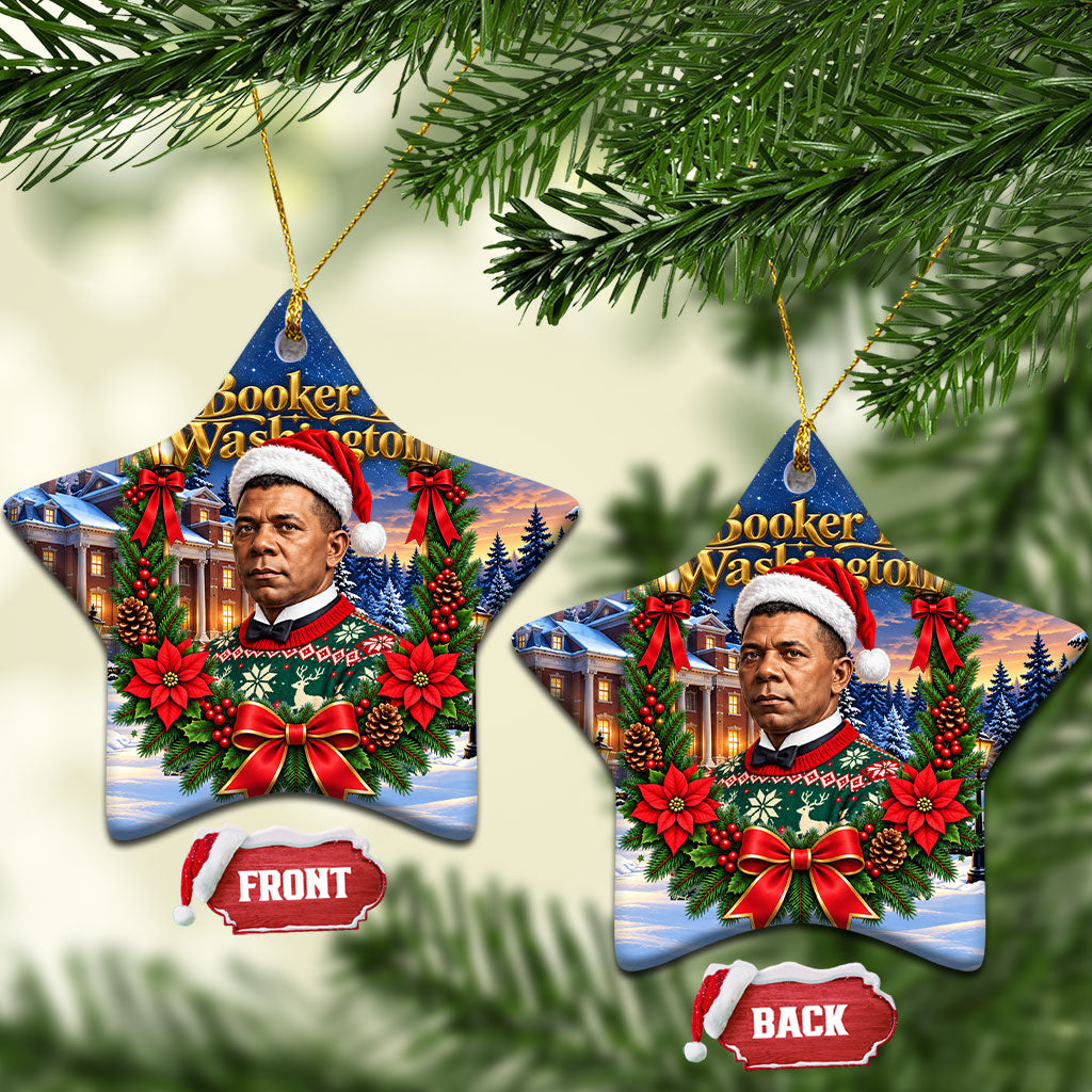 Booker T. Washington Christmas Ceramic Ornament Ugly Christmas Pattern Starry Winter Night