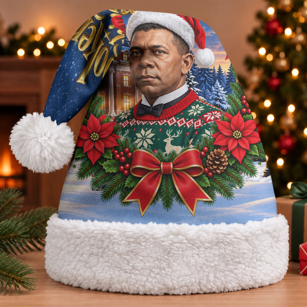 Booker T. Washington Christmas Santa Hat Ugly Christmas Pattern Starry Winter Night
