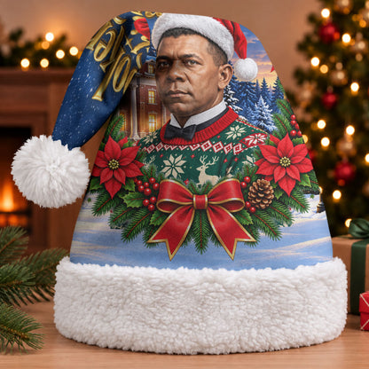 Booker T. Washington Christmas Santa Hat Ugly Christmas Pattern Starry Winter Night