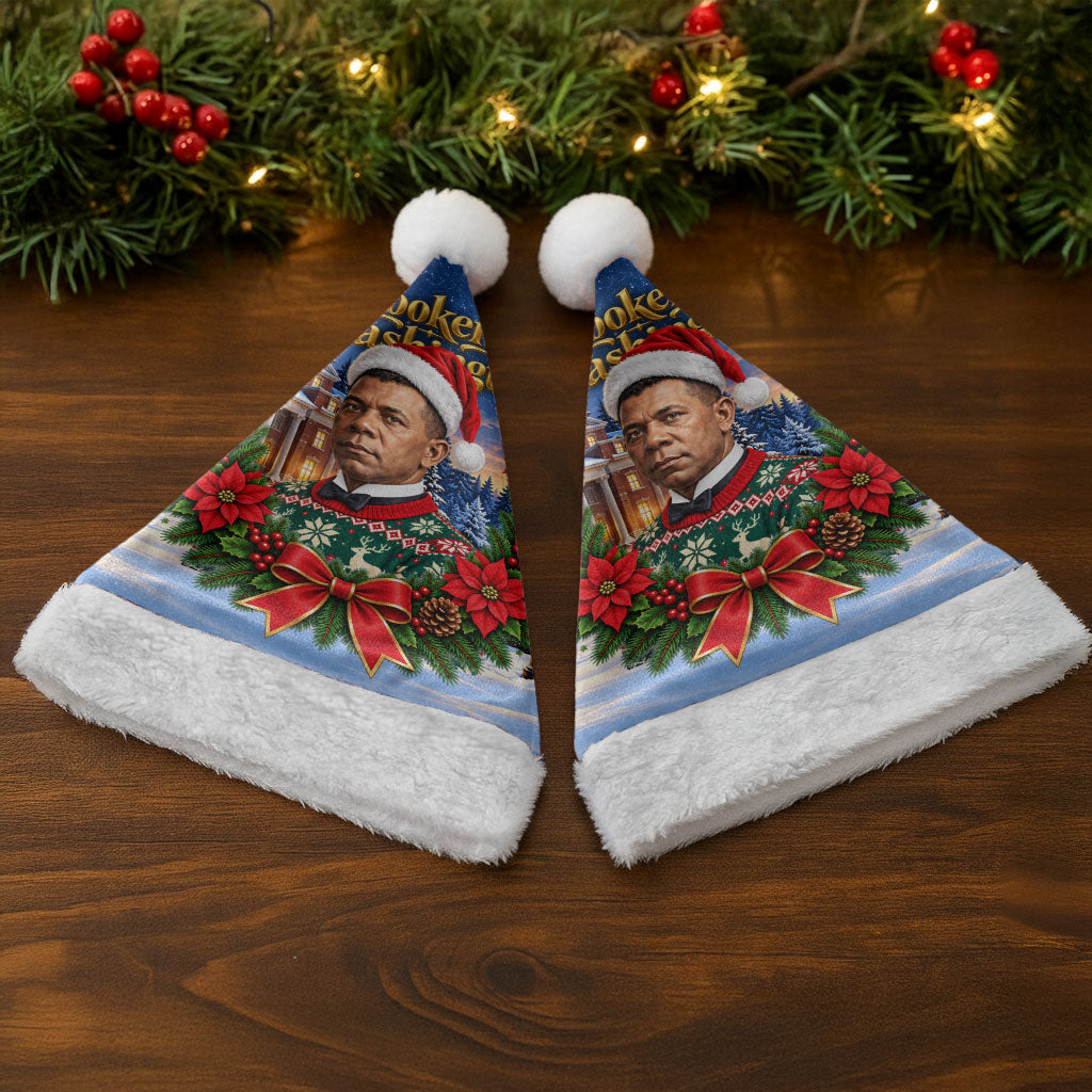 Booker T. Washington Christmas Santa Hat Ugly Christmas Pattern Starry Winter Night