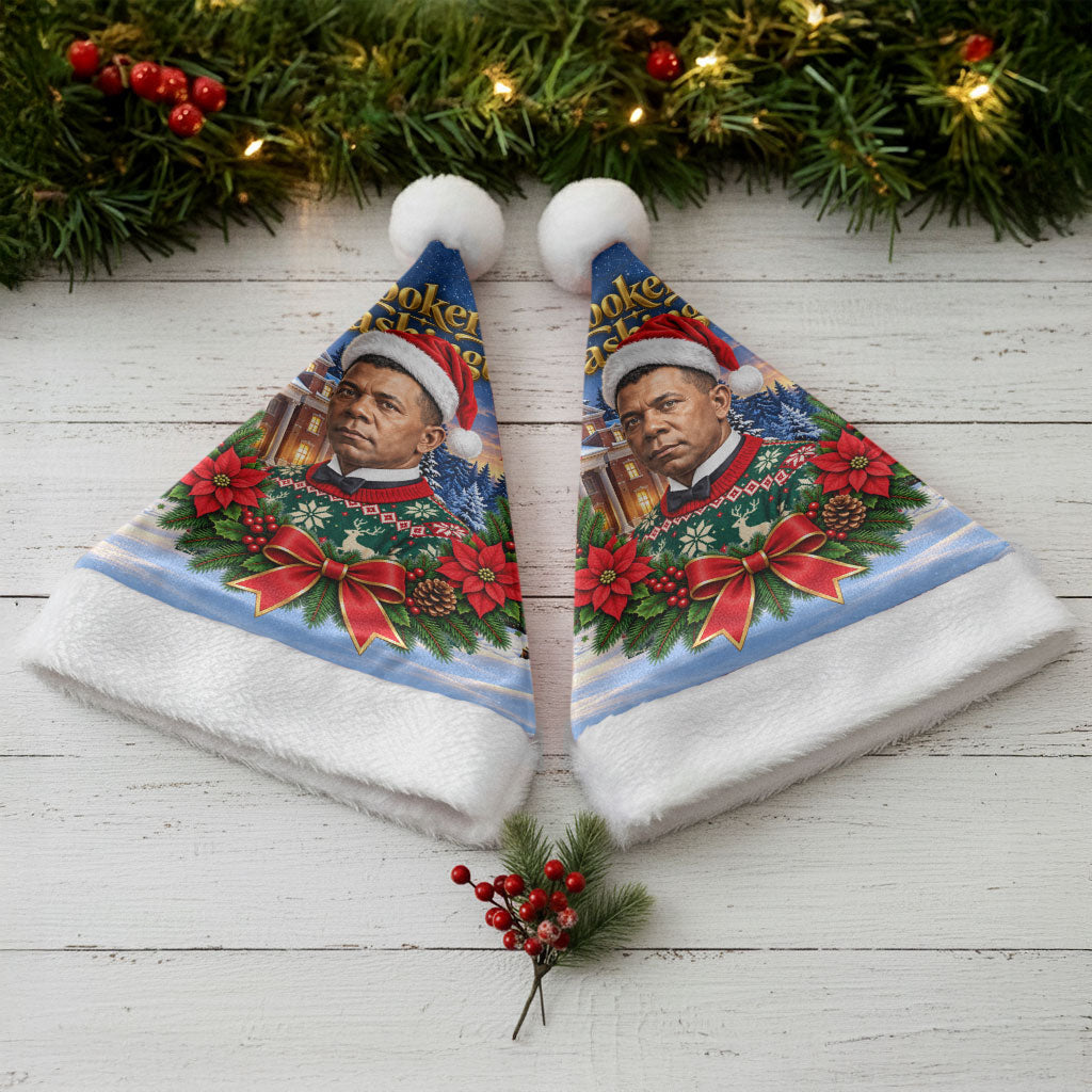 Booker T. Washington Christmas Santa Hat Ugly Christmas Pattern Starry Winter Night