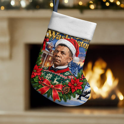 Booker T. Washington Christmas Stocking Ugly Christmas Pattern Starry Winter Night