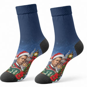 Booker T. Washington Christmas Crew Socks Ugly Christmas Pattern Starry Winter Night