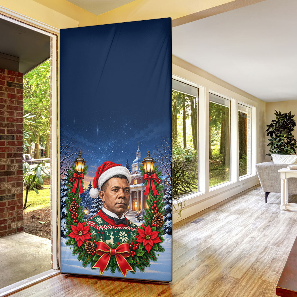 Booker T. Washington Christmas Door Cover Ugly Christmas Pattern Starry Winter Night
