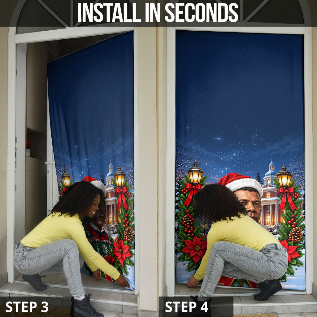 Booker T. Washington Christmas Door Cover Ugly Christmas Pattern Starry Winter Night