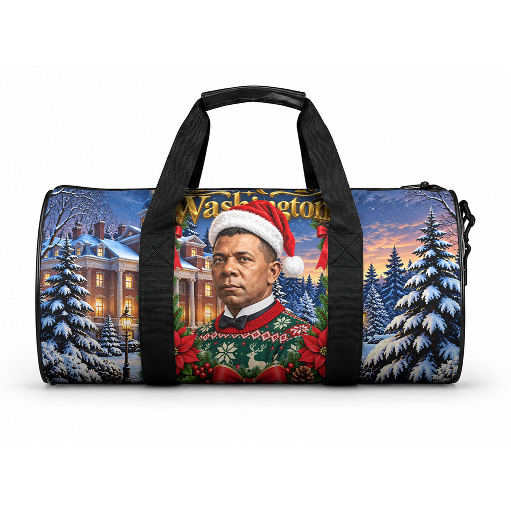Booker T. Washington Christmas Duffle Bag Ugly Christmas Pattern Starry Winter Night