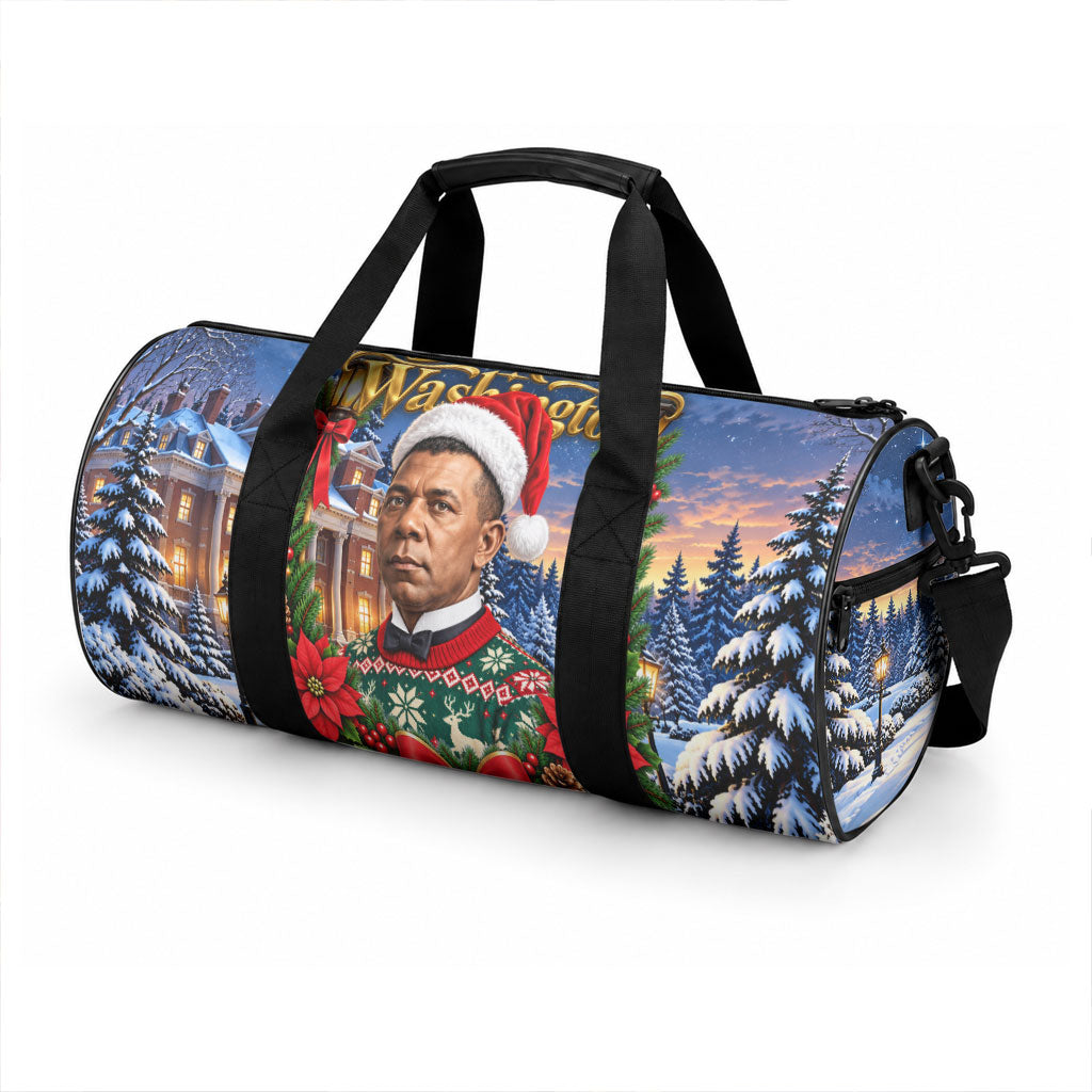 Booker T. Washington Christmas Duffle Bag Ugly Christmas Pattern Starry Winter Night
