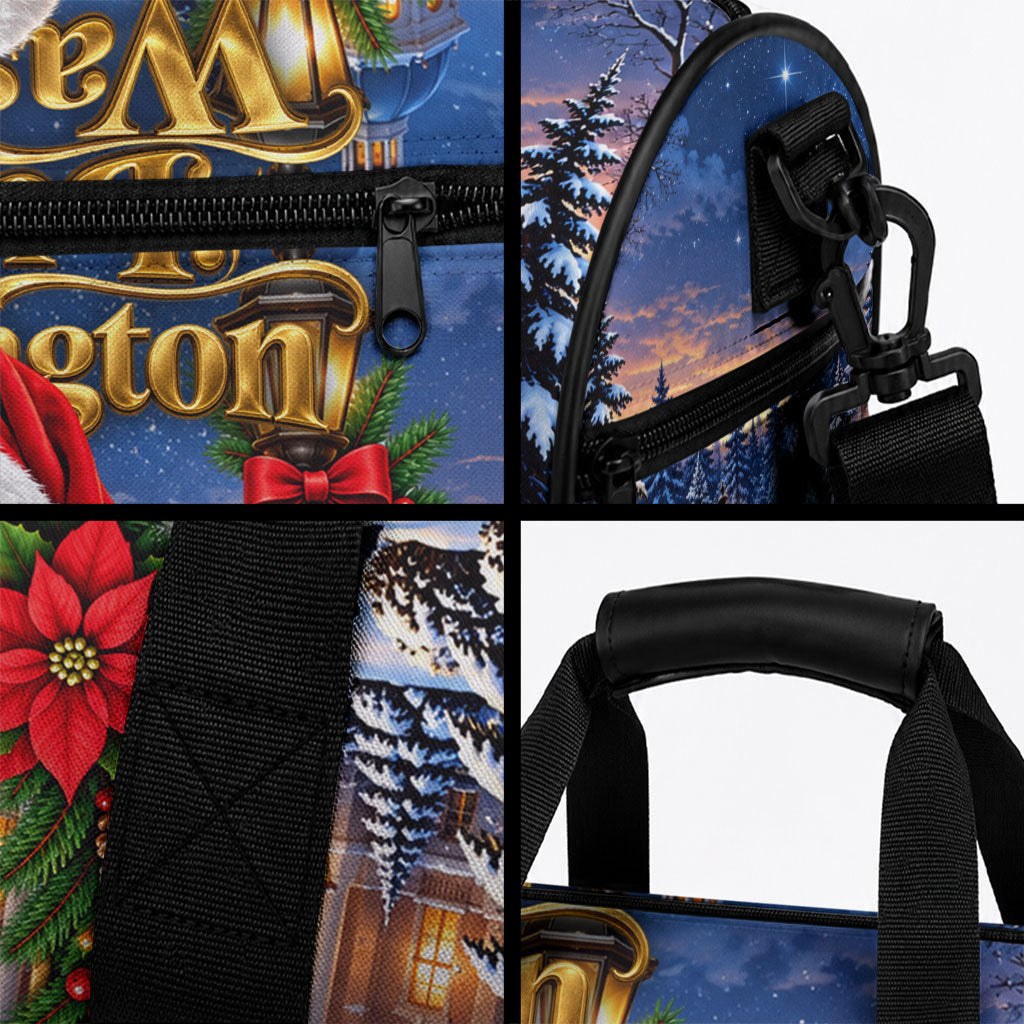 Booker T. Washington Christmas Duffle Bag Ugly Christmas Pattern Starry Winter Night