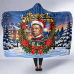 Booker T. Washington Christmas Hooded Blanket Ugly Christmas Pattern Starry Winter Night
