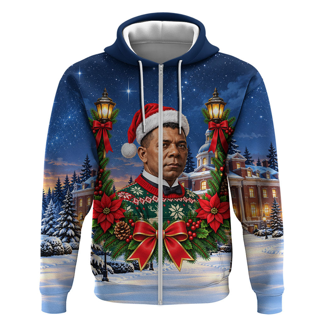 Booker T. Washington Christmas Hoodie Ugly Christmas Pattern Starry Winter Night